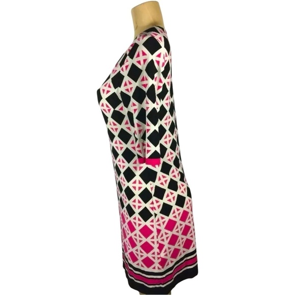 Eliza J Pink & Black Geometric Print Dress Size 4 - Picture 4 of 10